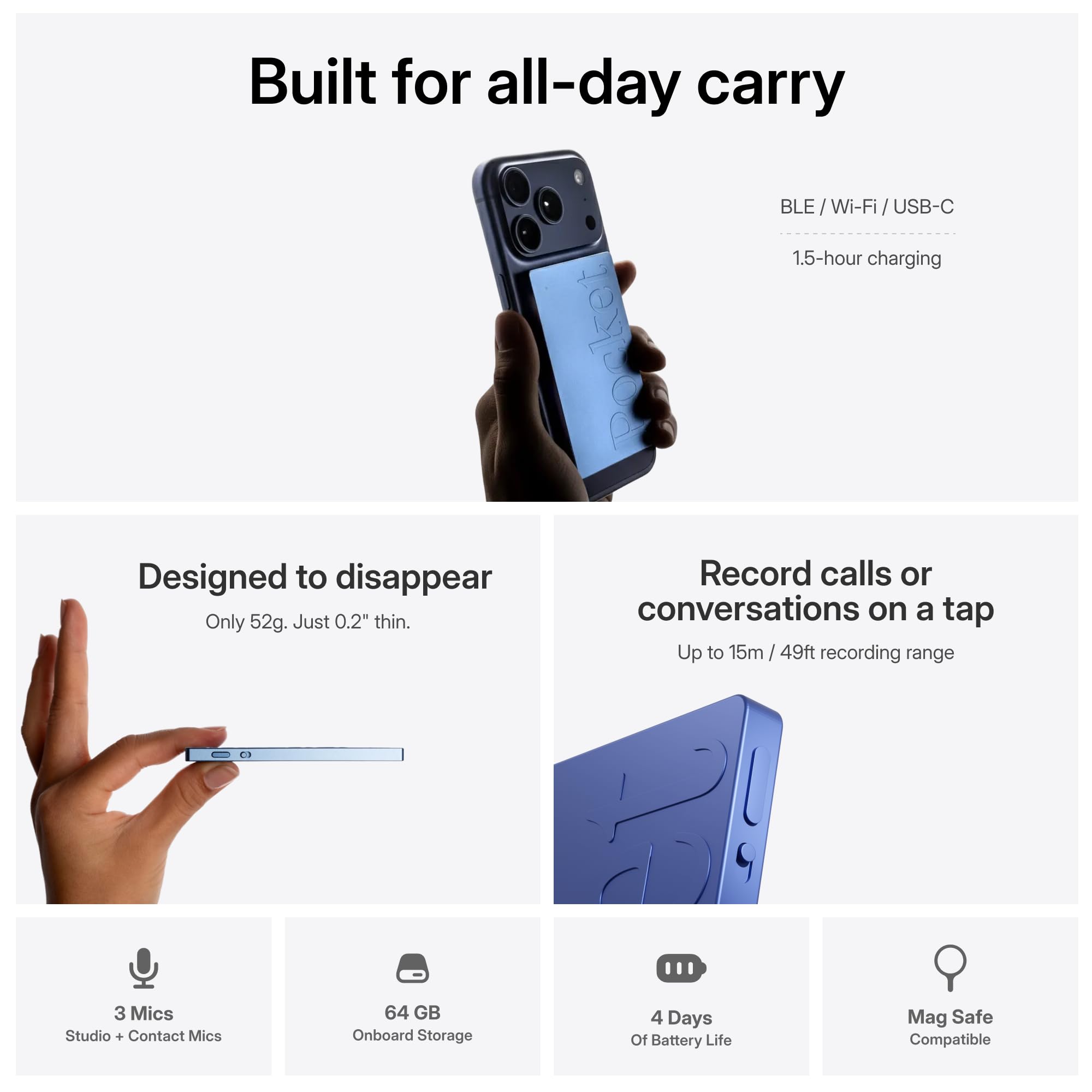 Pocket primer plano del micrófono con captura de audio clara