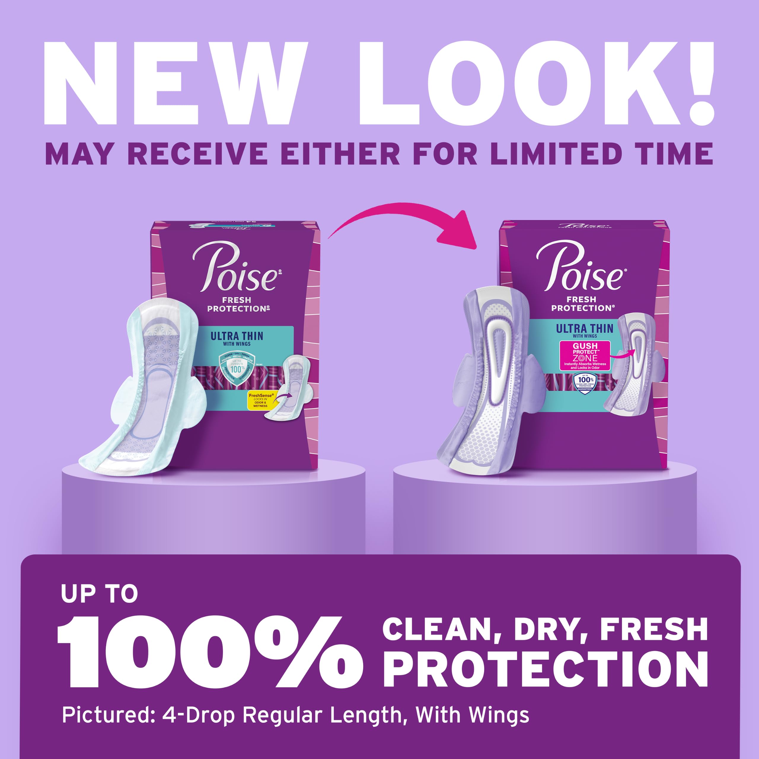 Poise primer plano de GushProtect Zone que absorbe rápido y evita bultos