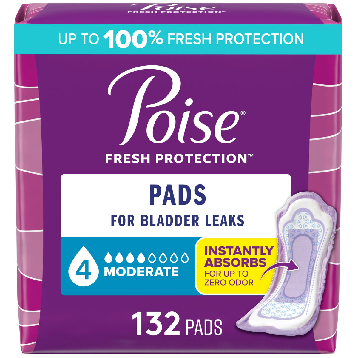 Poise empaque frontal 132 unidades mostrando cantidad y protección