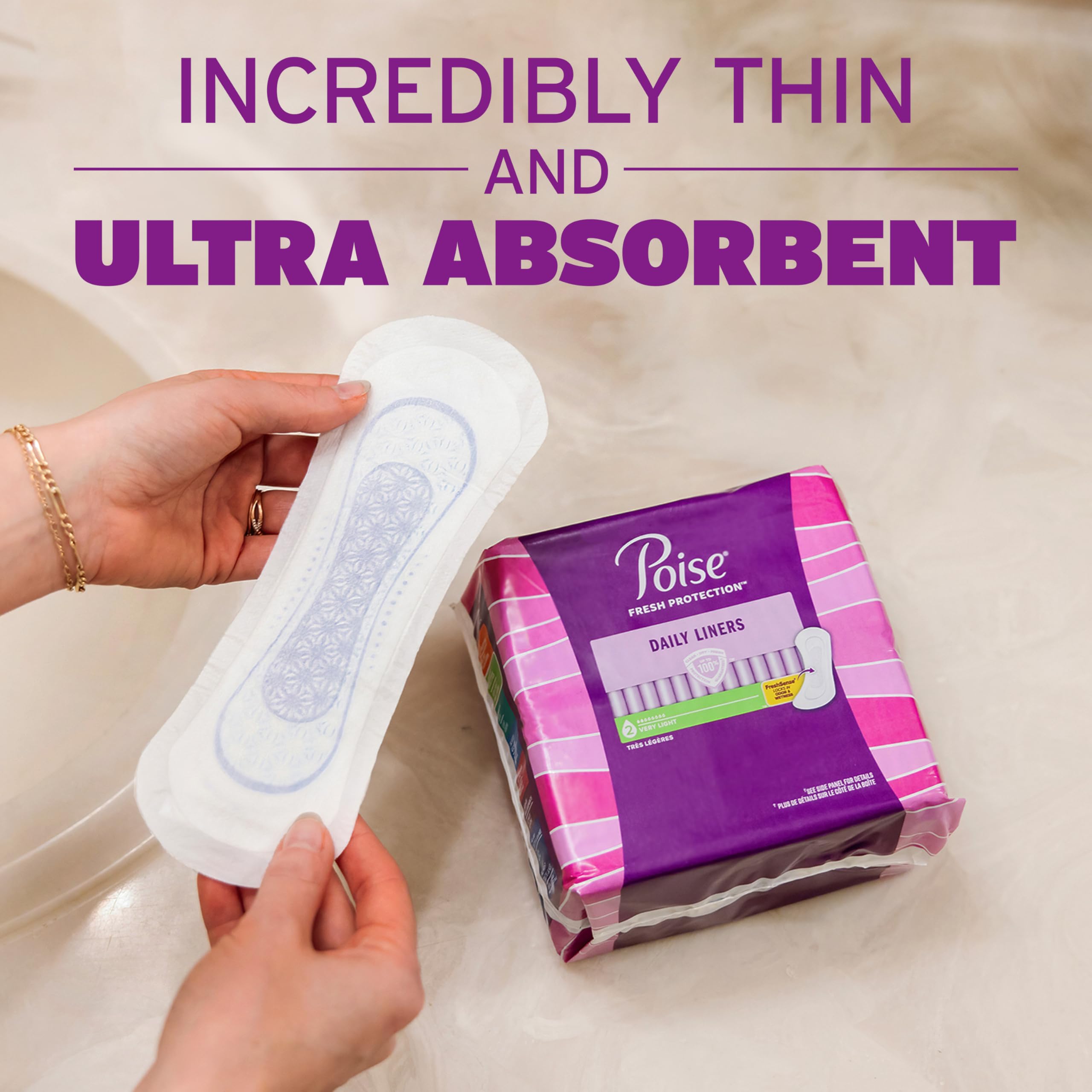Poise FreshSense graphic illustrating odor control technology for confidence