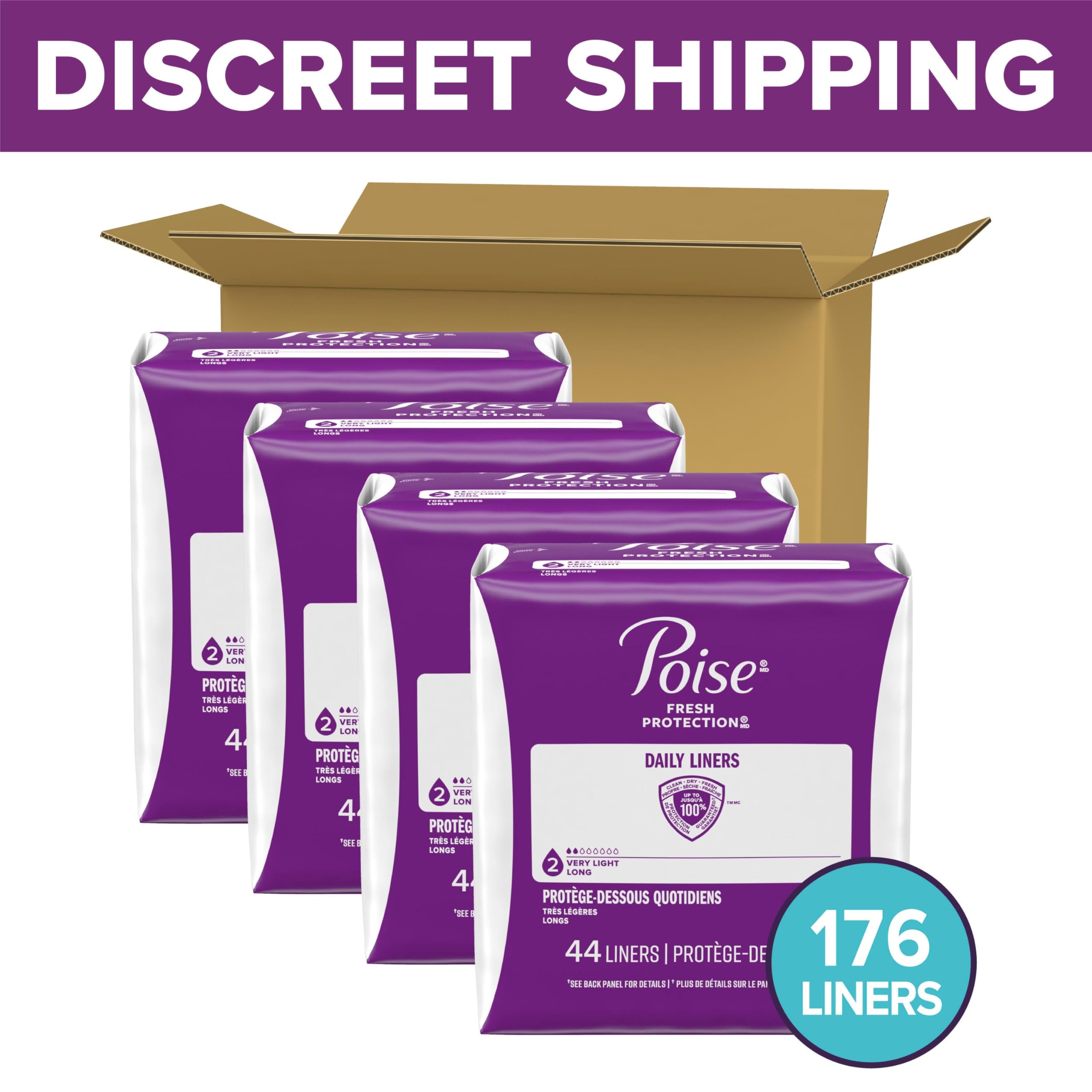 Poise single liner closeup highlighting absorbent core and thin comfort for dryness