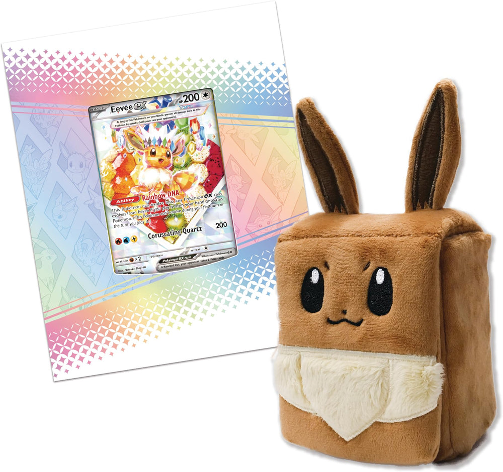 Pokémon caja de mazos peluda mostrando textura suave y protección para cartas