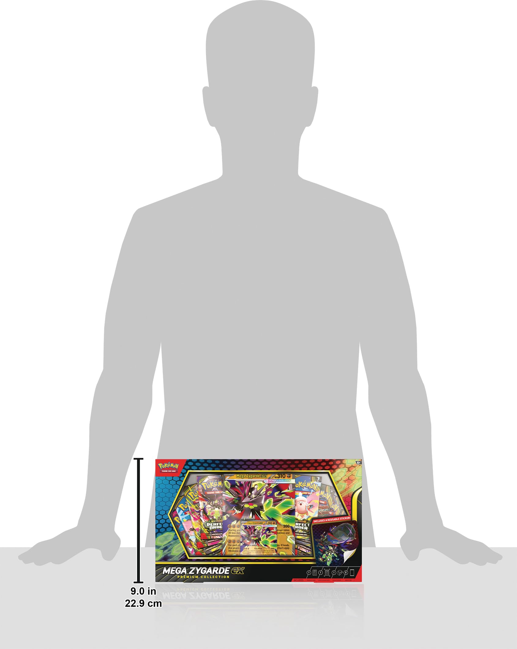 Pokémon Mega Zygarde ex detalle de la carta lenticular para exhibición brillante