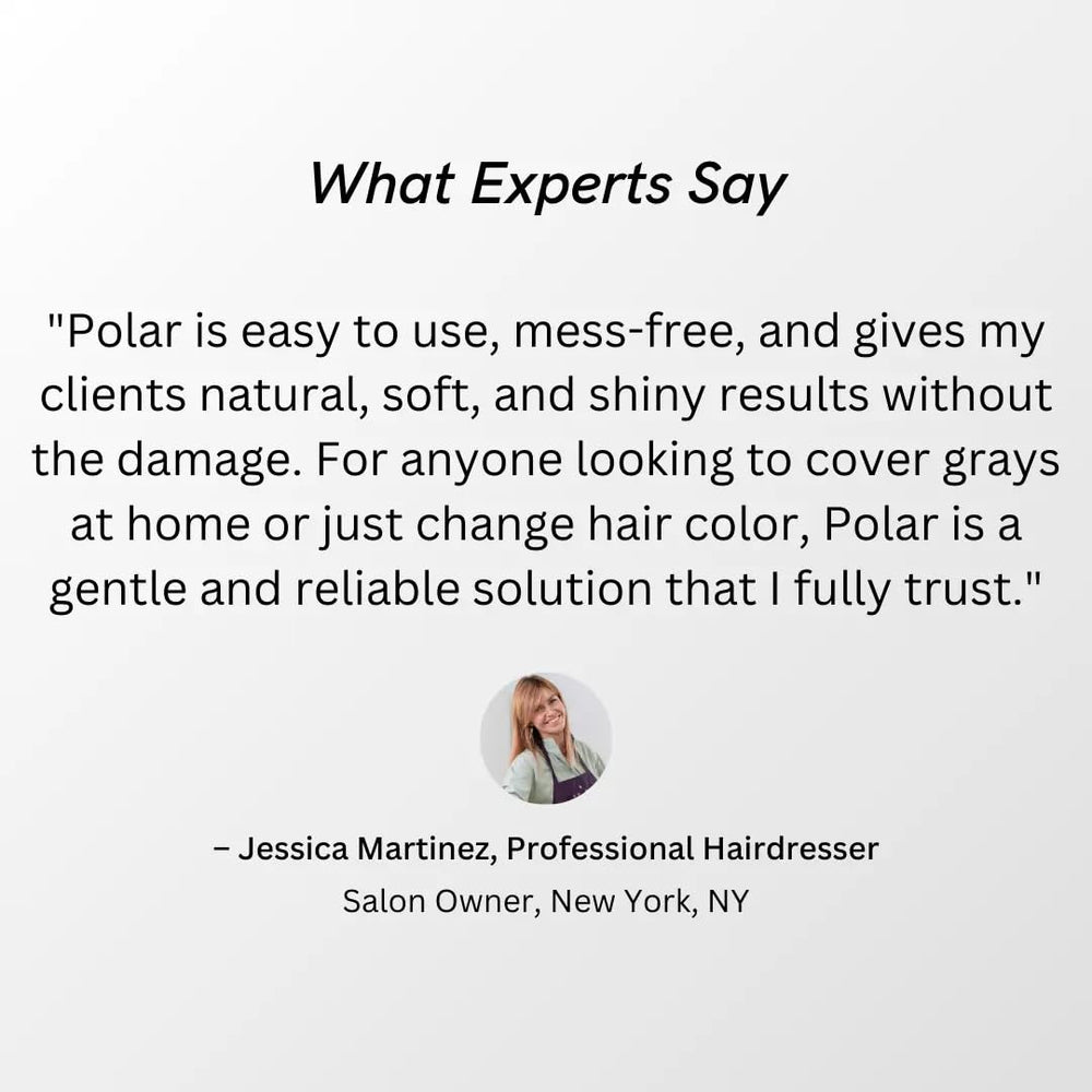 POLAR HAIR CARE tamaño del envase frente a una mano para referencia
