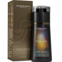 POLAR HAIR CARE frasco frontal mostrando etiqueta y beneficio cobertura rápida