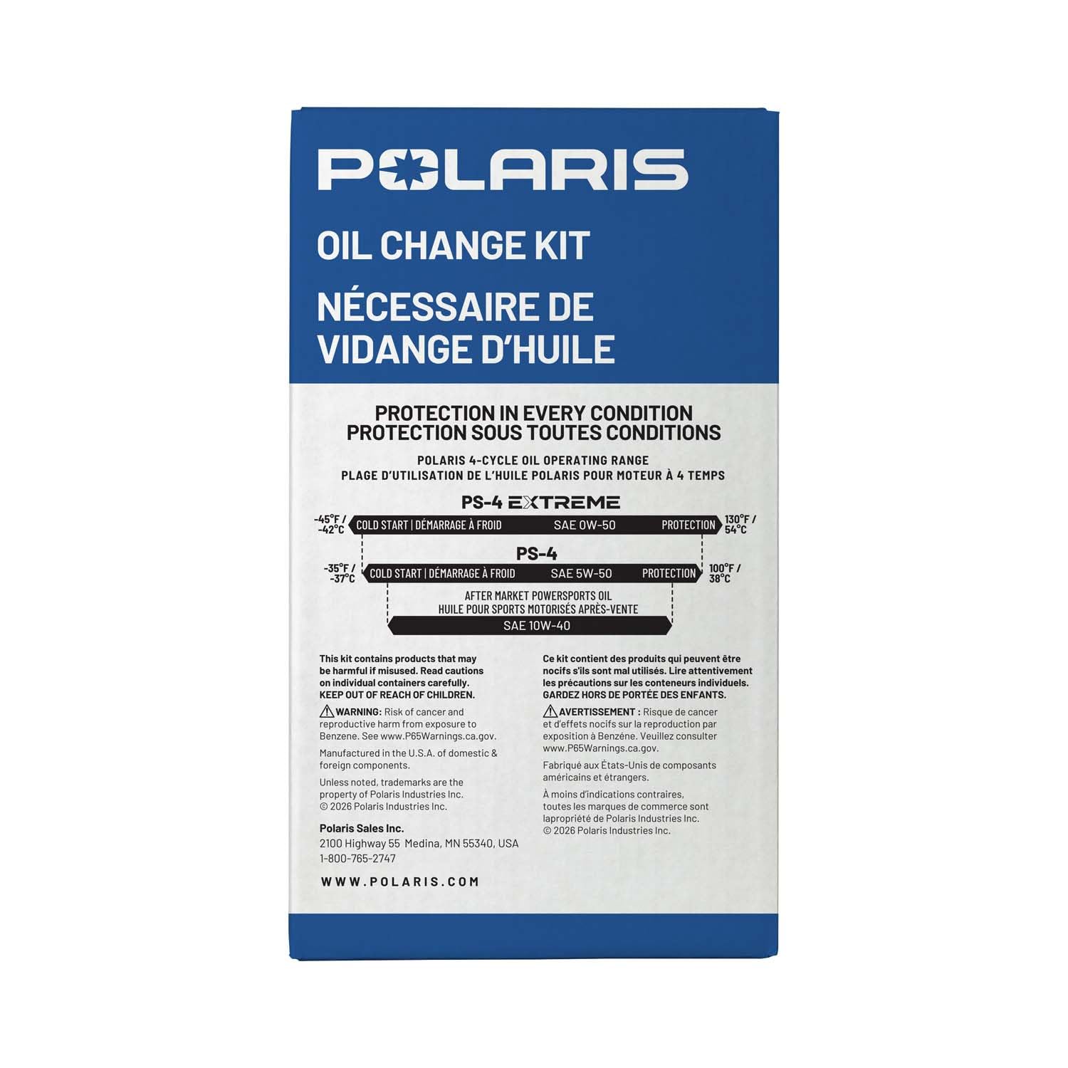 Polaris contenido del kit desplegado listo para servicio rápido y completo