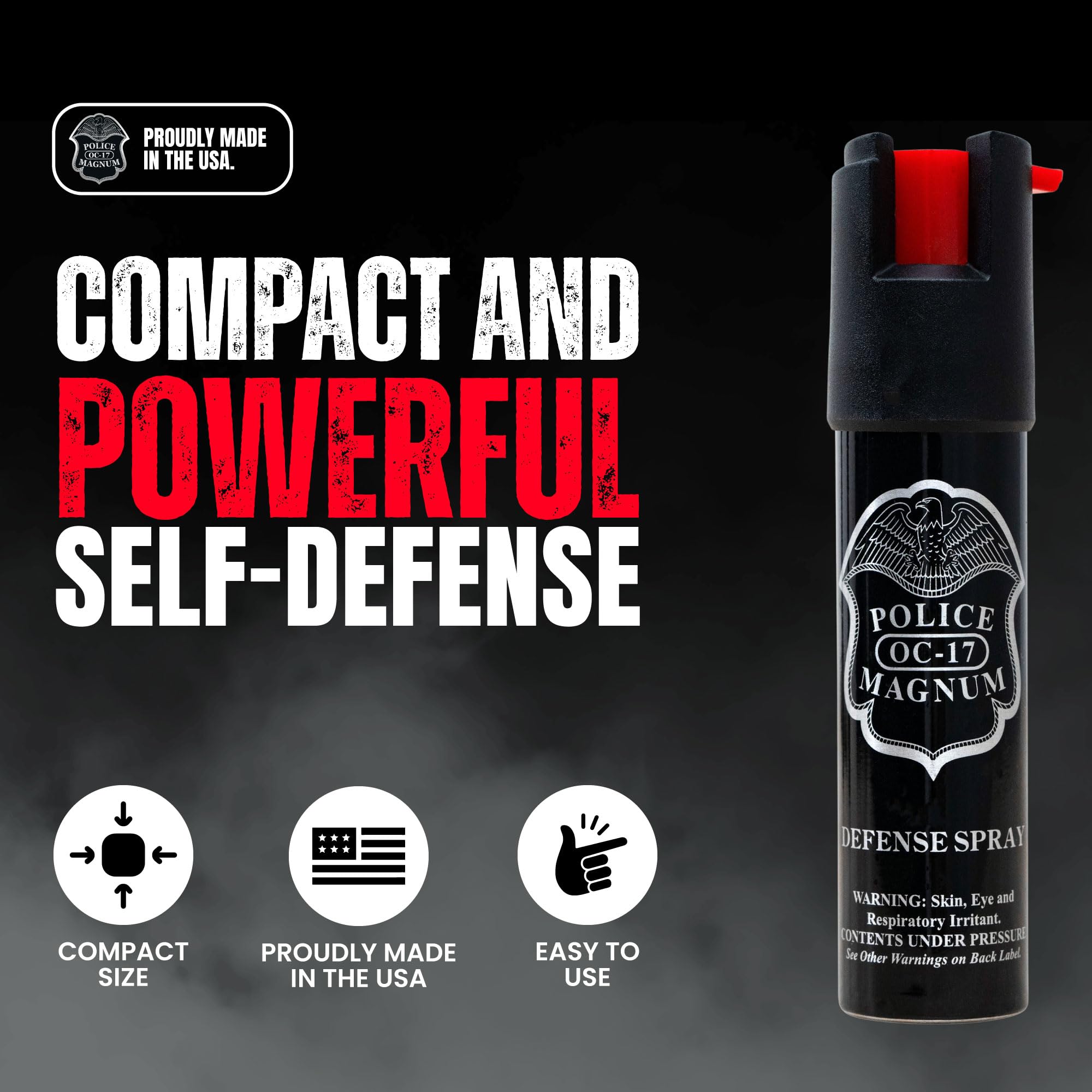 POLICE MAGNUM detalle del activador y bloqueo giratorio para seguridad