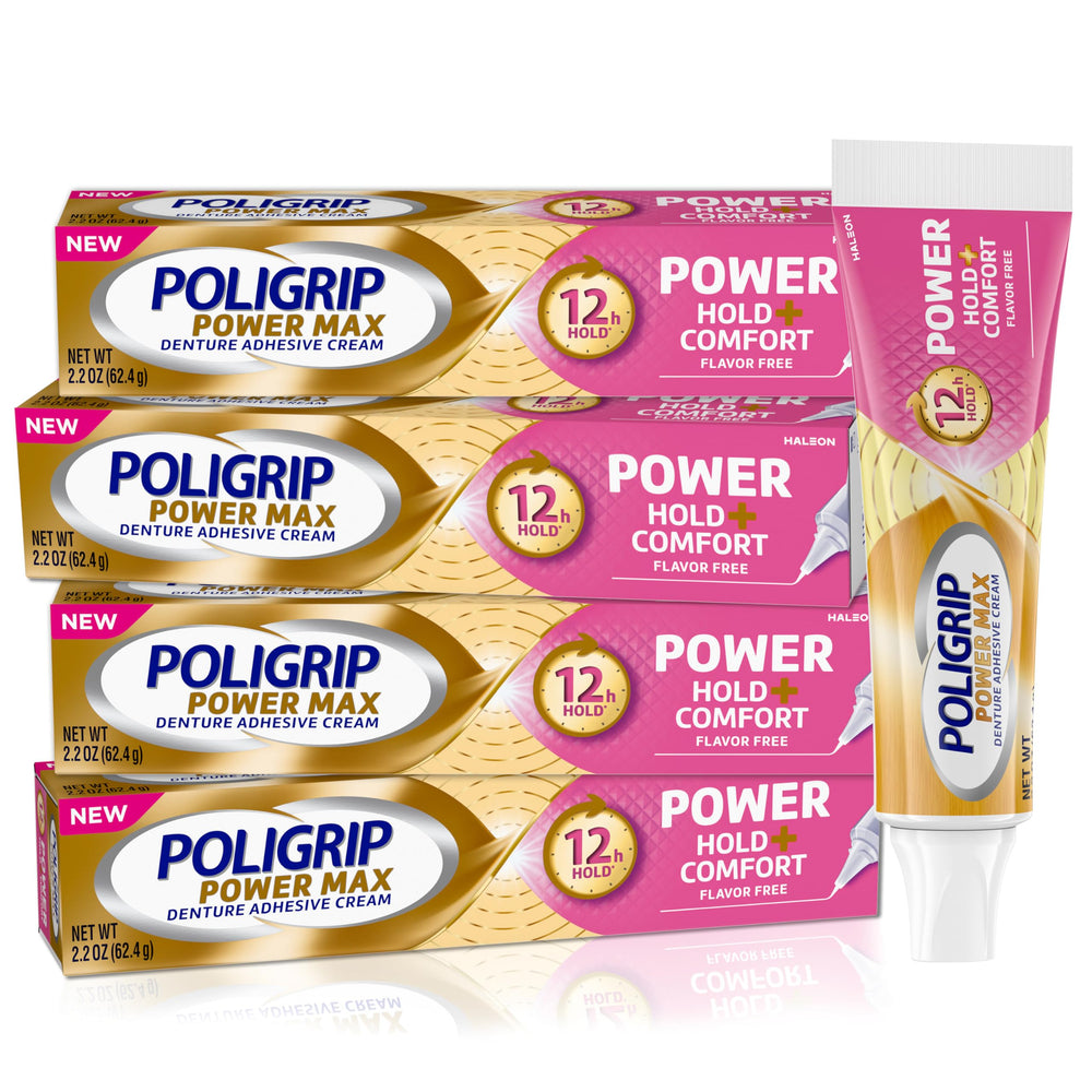 Poligrip frontal del tubo mostrando envase y máximo agarre