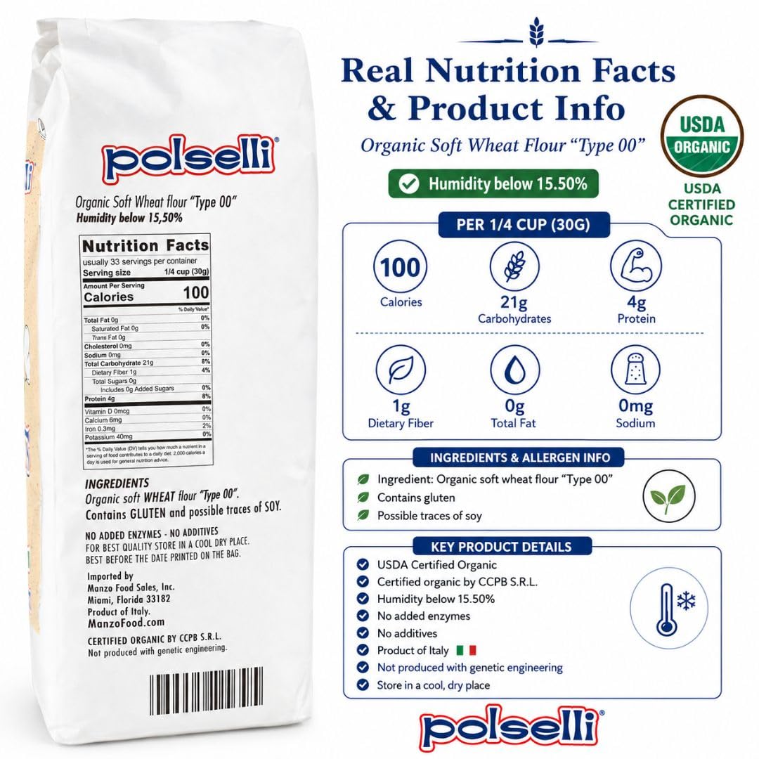 POLSELLI harina junto a ingredientes para pizza mostrando versatilidad