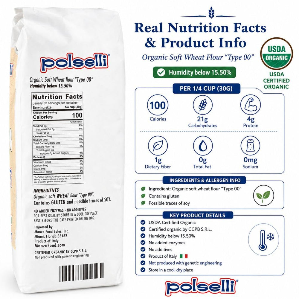 POLSELLI harina junto a ingredientes para pizza mostrando versatilidad