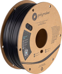 Polymaker ASA bobina frontal mostrando filamento negro y beneficio de durabilidad