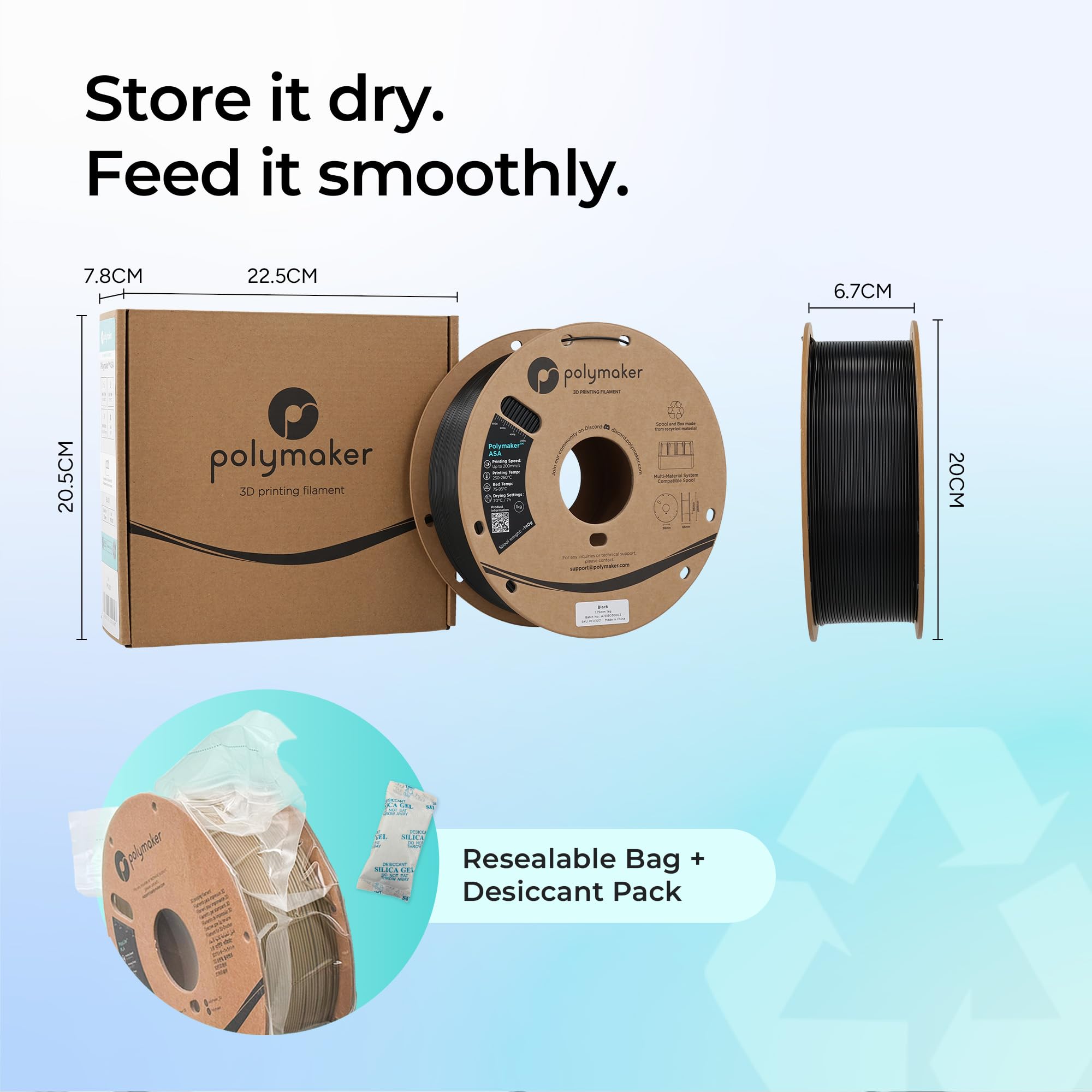 Polymaker ASA empaque ecológico caja de cartón que reduce residuos