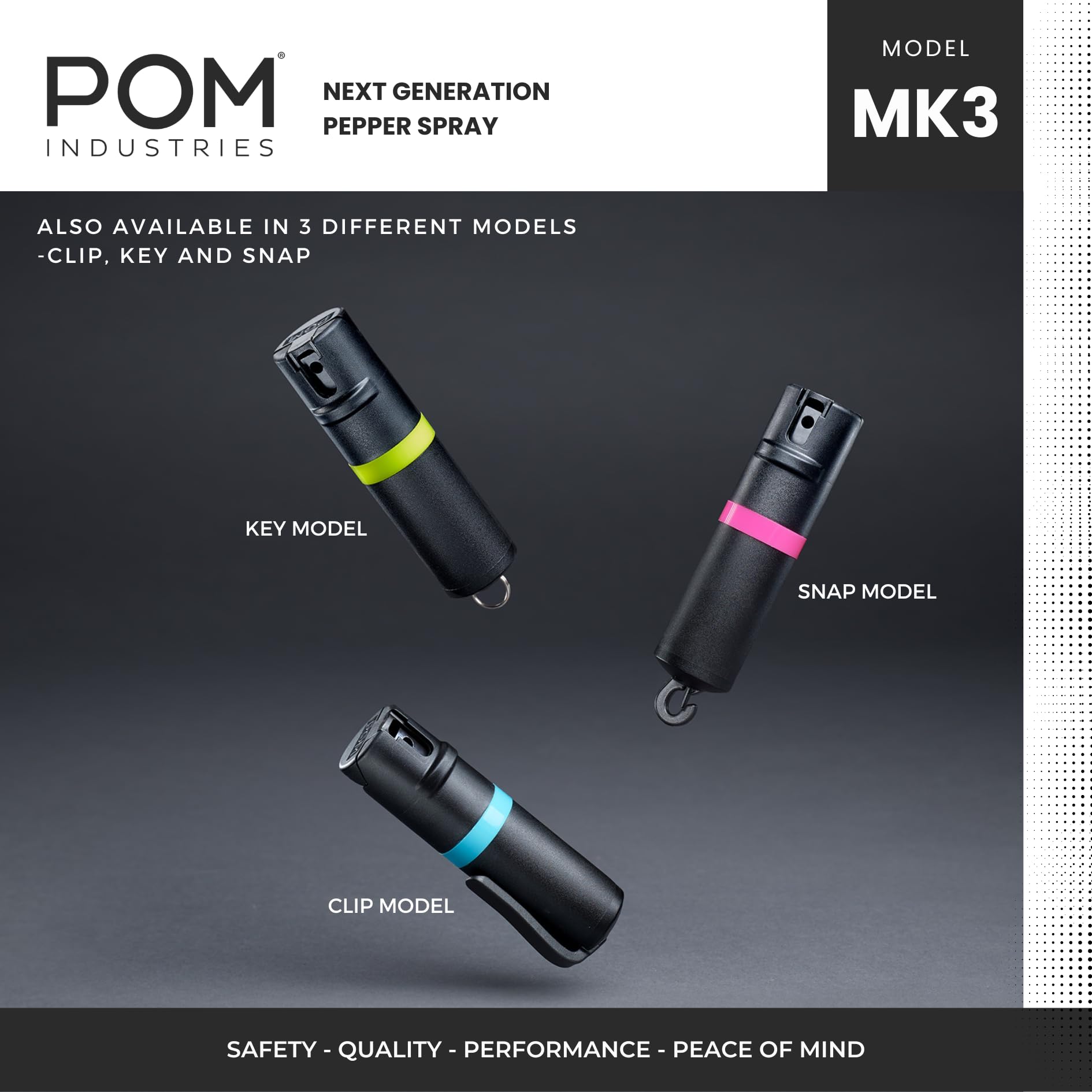 POM MK3 etiqueta visible con fórmula POMclear y tinte UV