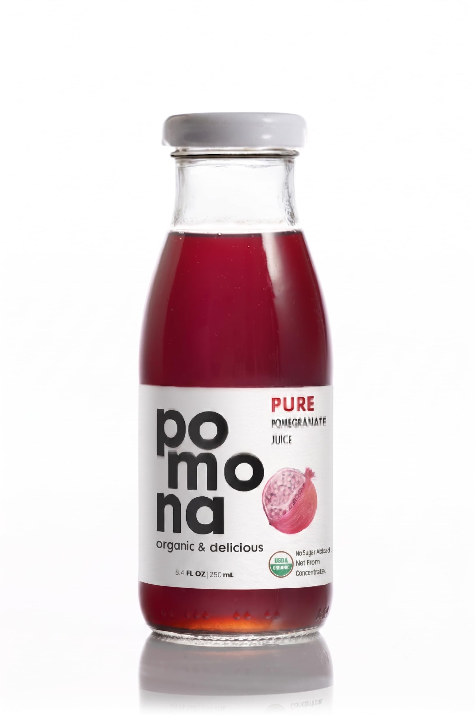 Pomona Organic Juices etiqueta con certificaciones orgánicas y libre de gluten