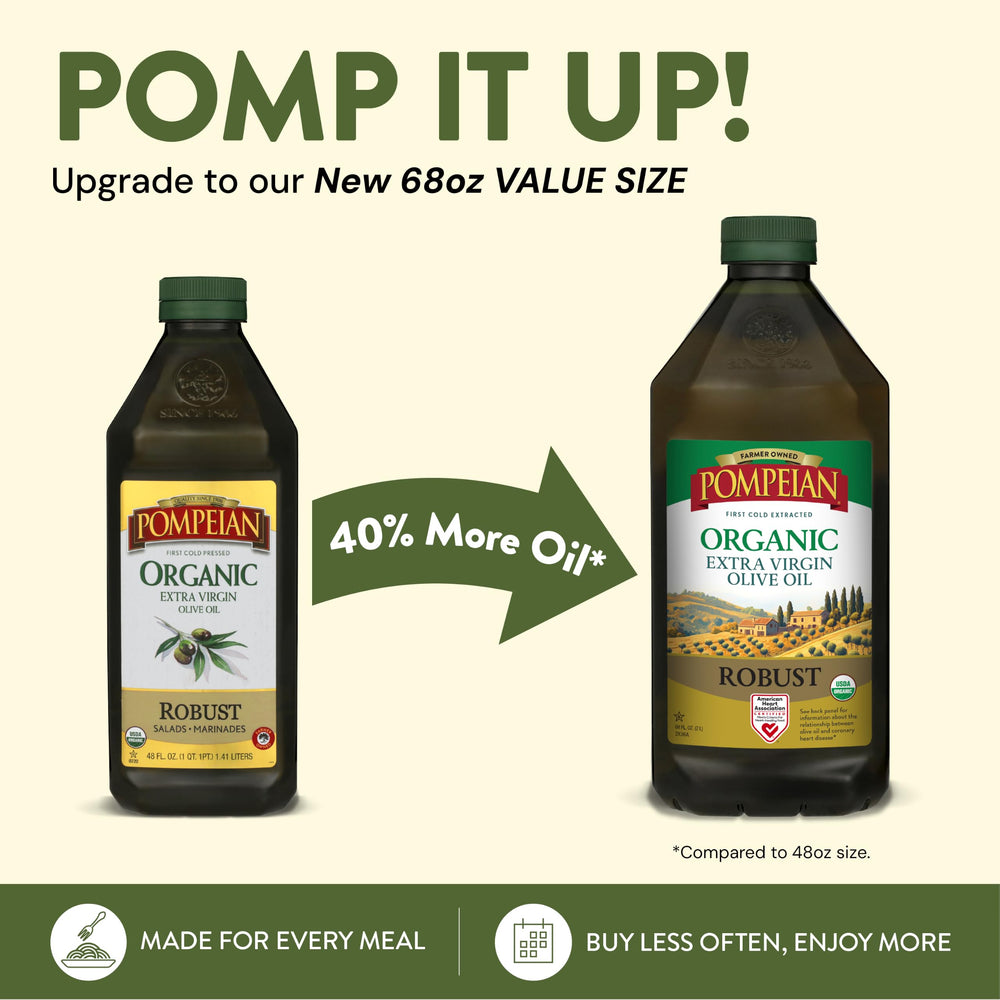 Pompeian etiqueta con sello USDA Organic, certificación que aporta confianza