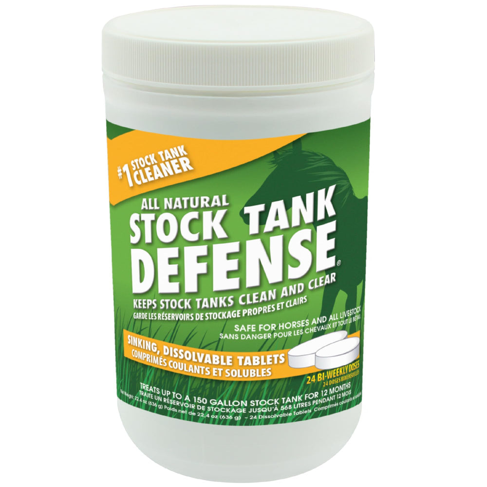 Pond Logic front packaging showing 24 stock tank defense tablets and benefits