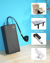 Ponkor instalado en sillón reclinable en uso, alimenta elevación y reclinado suave