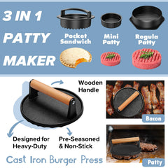 Pontual melting domes and burger press together demonstrating even melts and consistent patties