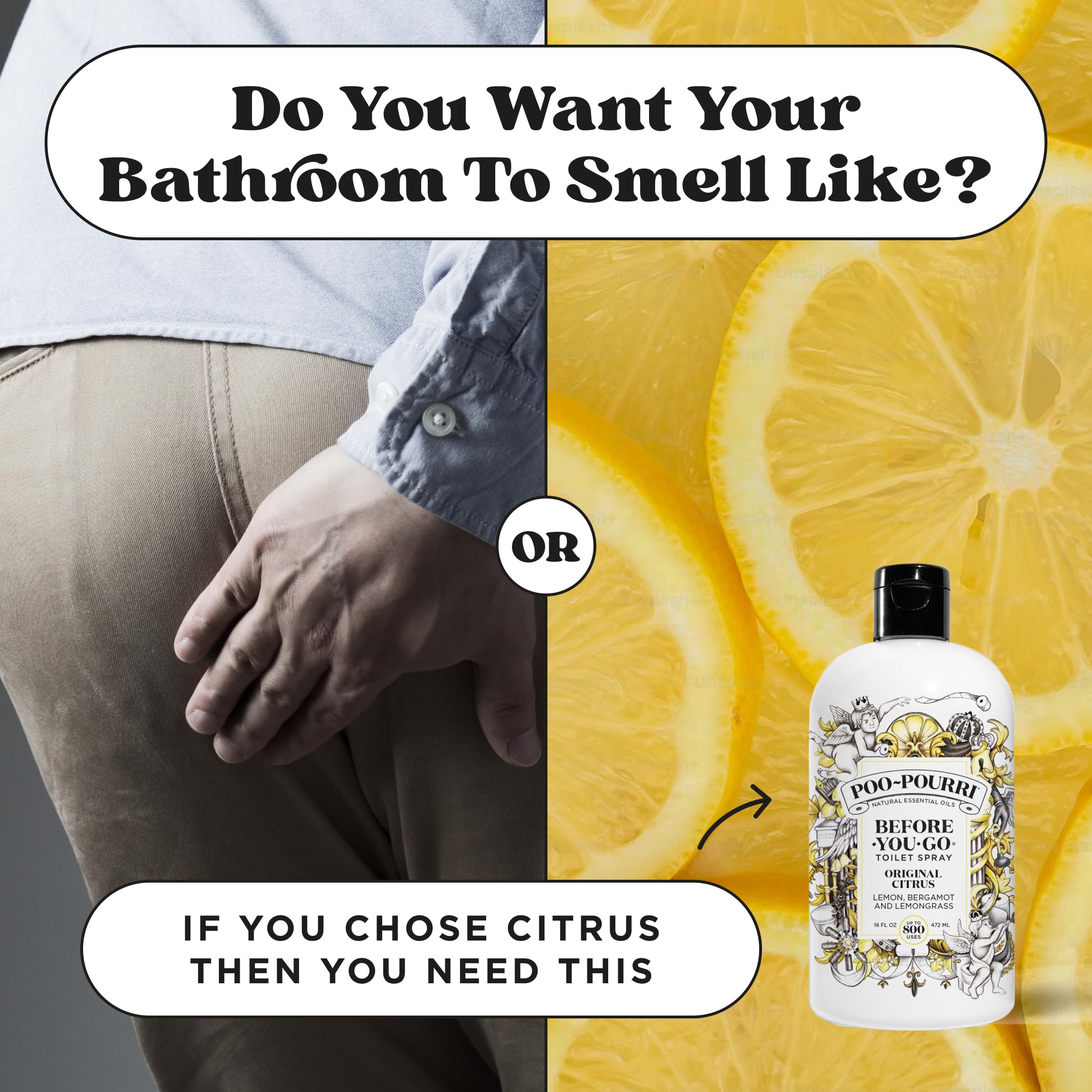 Poo-Pourri ambientación de baño mostrando aroma fresco y confort