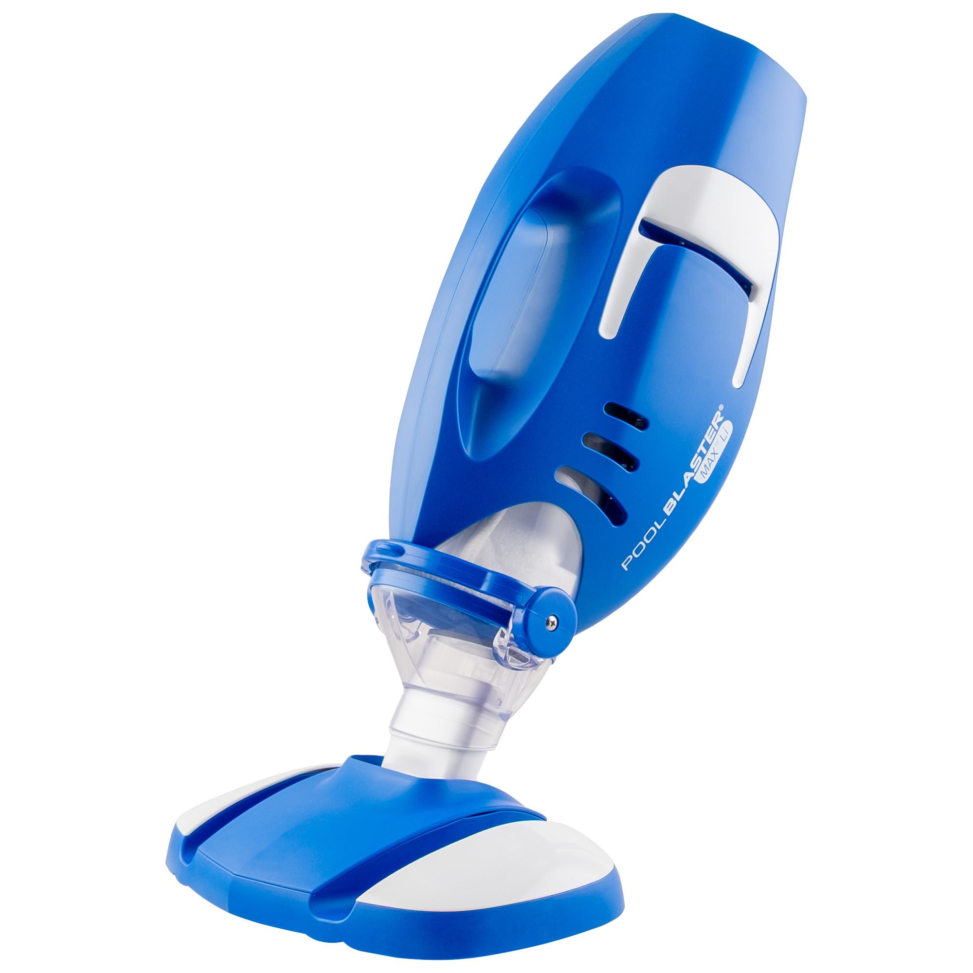 POOL BLASTER Max front view showing unit and benefits of powerful suction