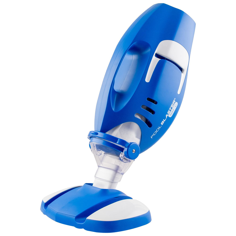 POOL BLASTER Max front view showing unit and benefits of powerful suction