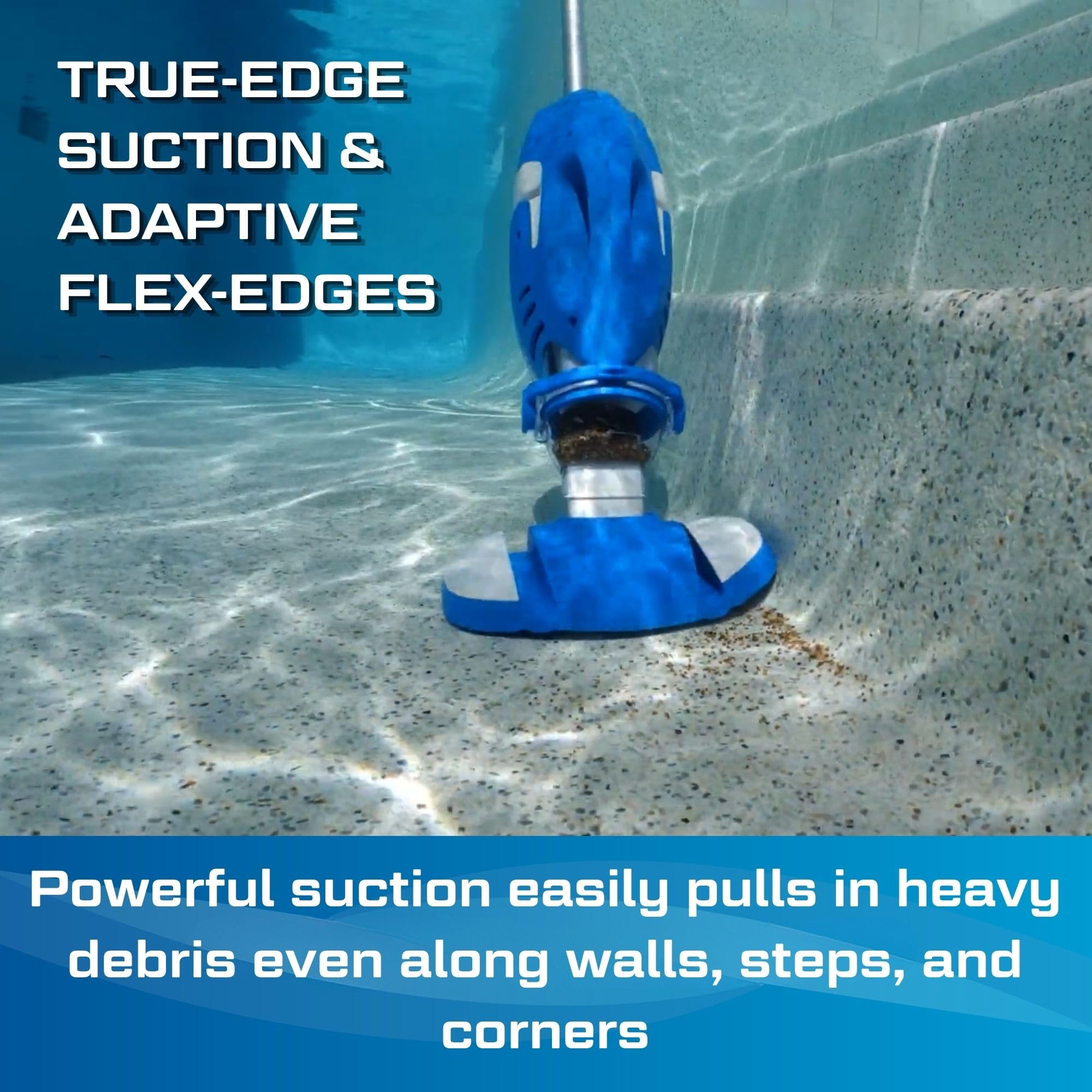 POOL BLASTER Max omni-directional rollers enabling smooth multi-angle cleaning
