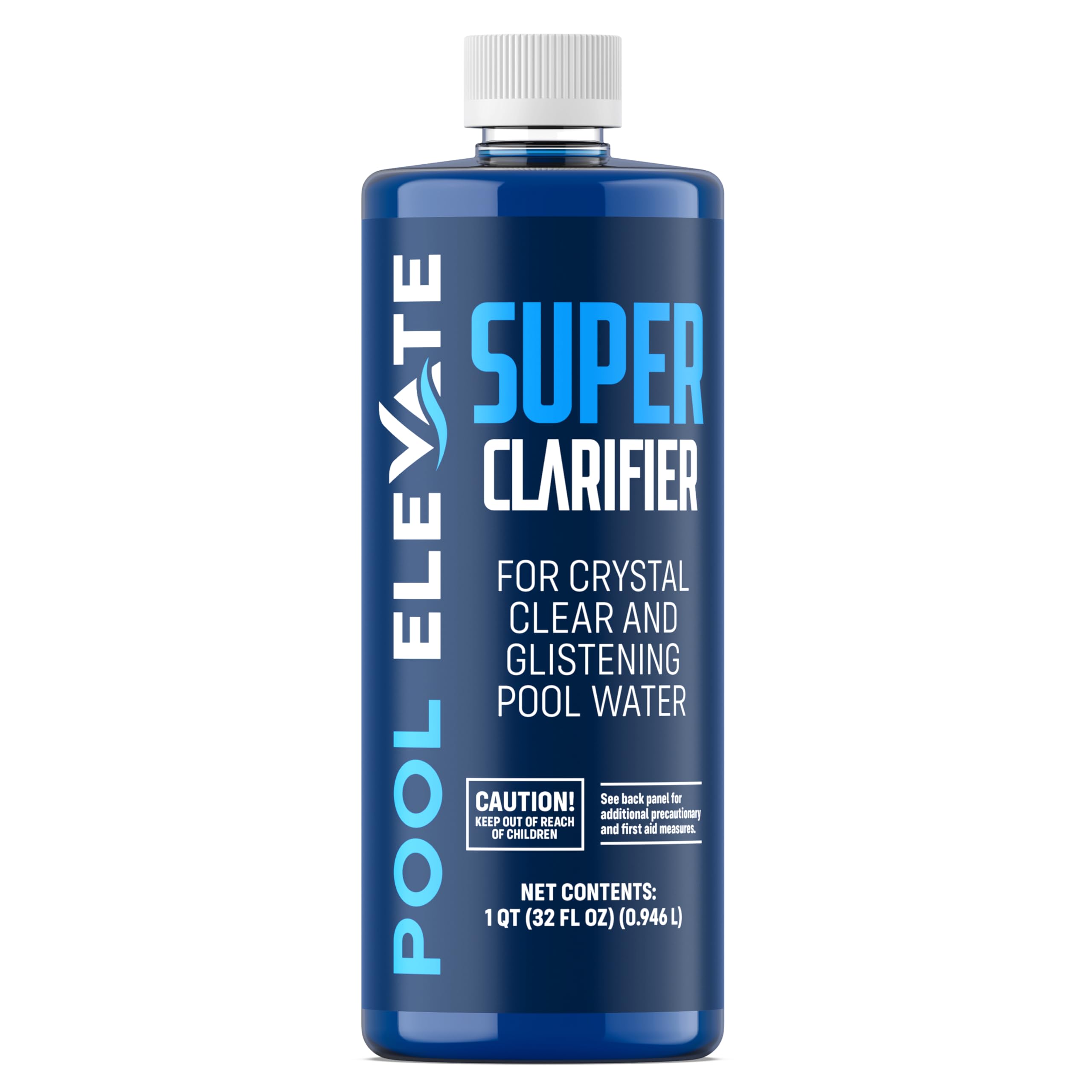 POOL ELEVATE frasco frontal 32 oz mostrando el envase y ventajas de claridad