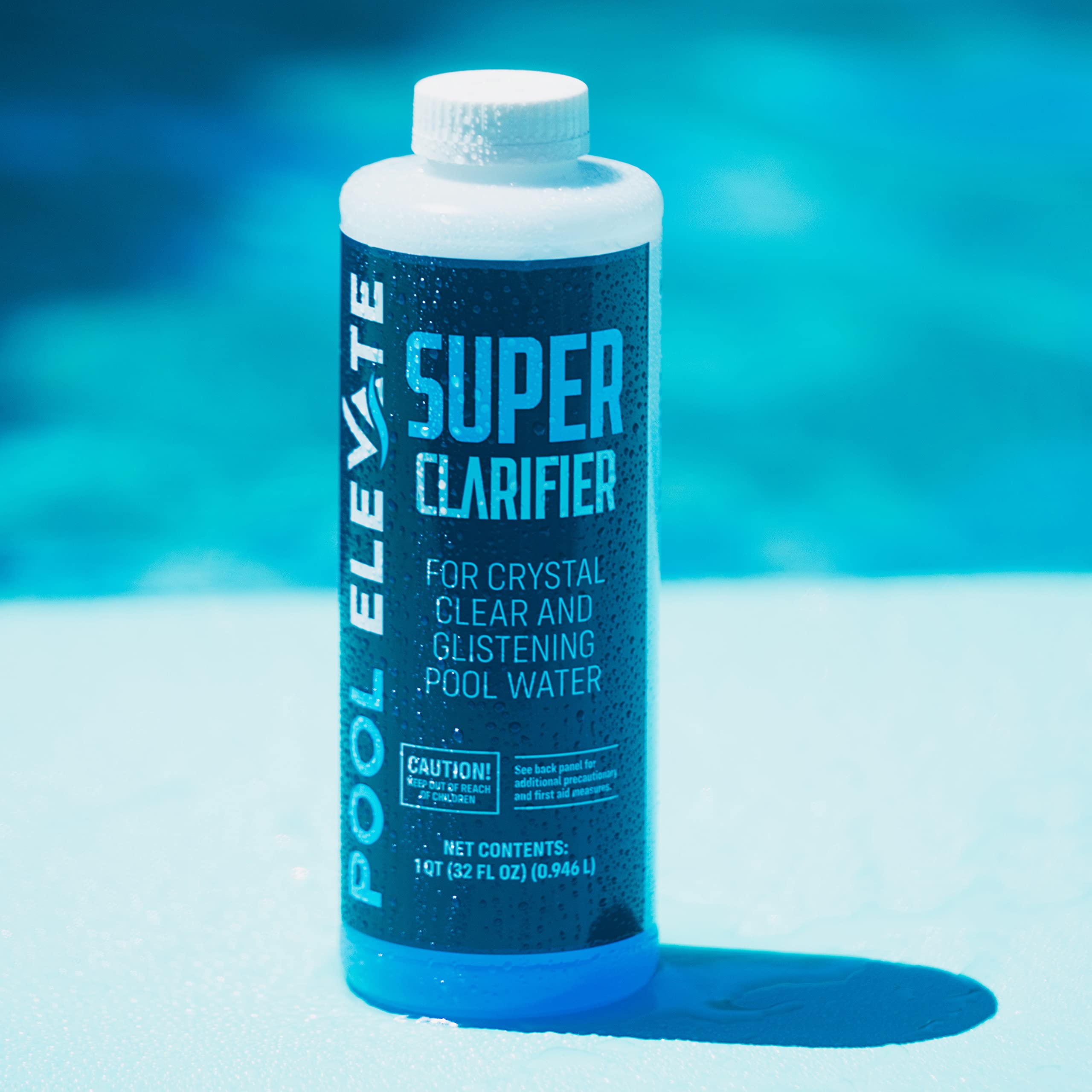 Etiqueta del producto POOL ELEVATE con instrucciones claras y beneficios visibles