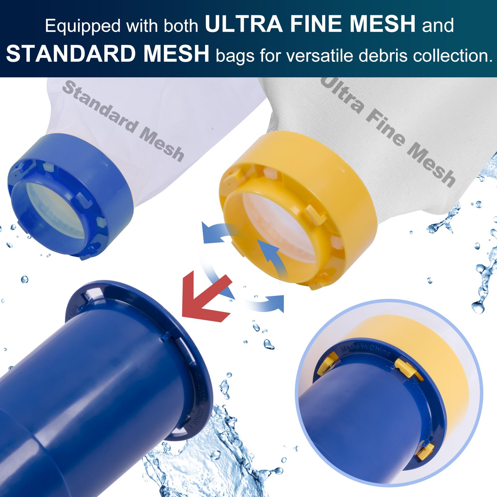 POOLAZA double mesh bags close-up trapping fine silt and larger debris
