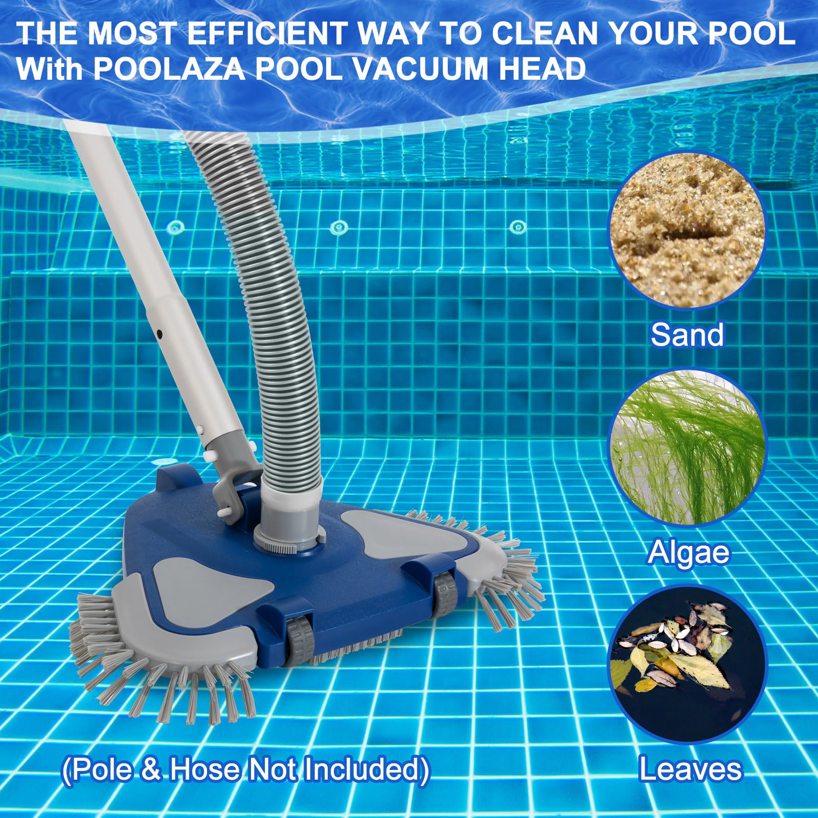 POOLAZA in-pool cleaning action removing debris for faster maintenance benefit