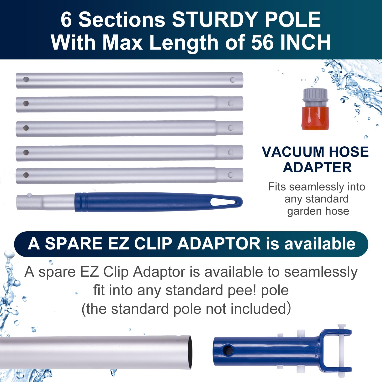 POOLAZA vacuum in use on a pool liner removing leaves and grit efficiently