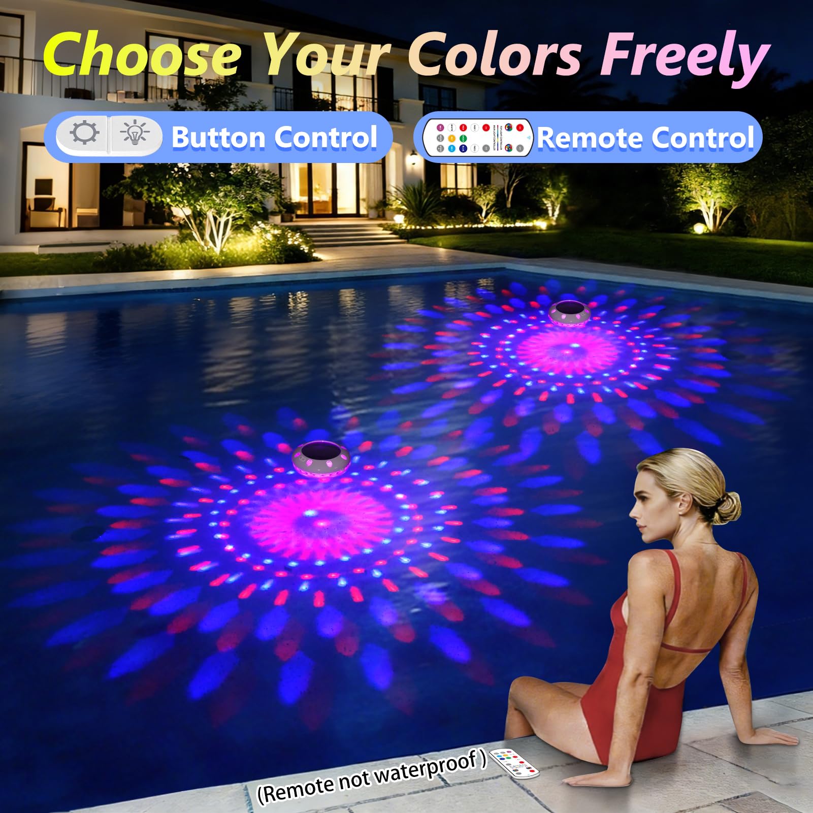 Pooldecor luz junto a regla para comparar tamaño de 6.5 pulgadas