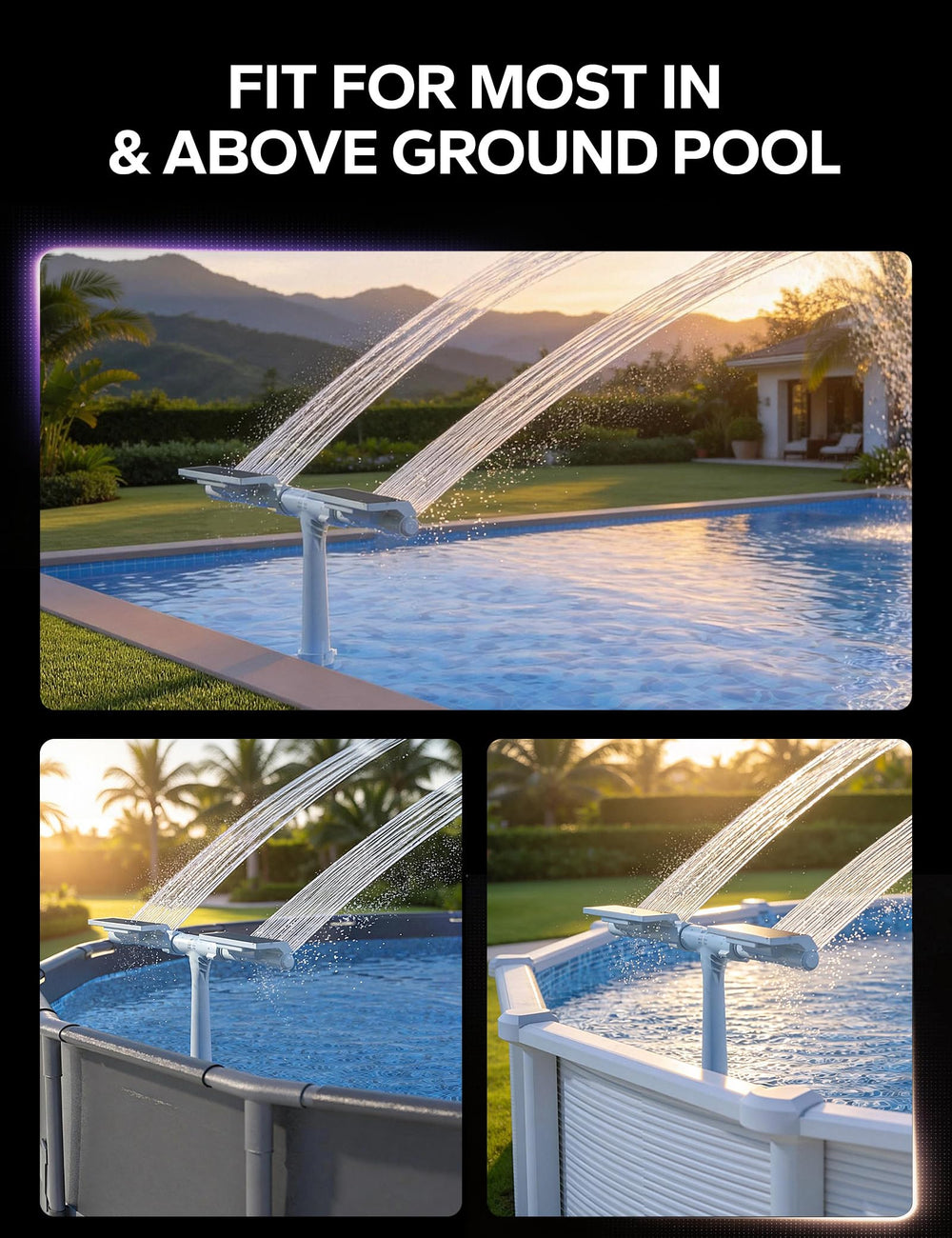 POOLHACKER etiqueta y botones de control resaltando modos de color y temporizador