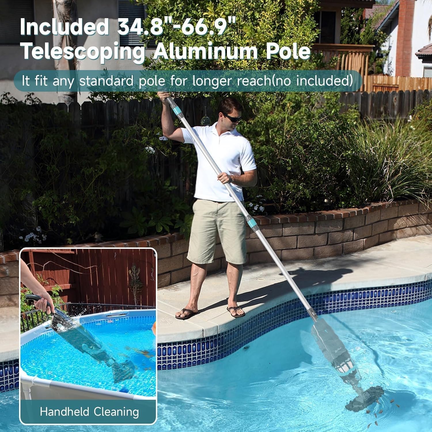 PoolMr charger and accessories laid out for fast tool-free assembly and charging