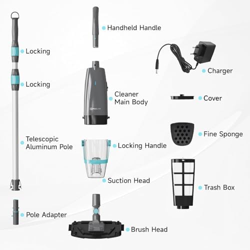 PoolMr staged at backyard spa showing cordless convenience and low-noise cleaning