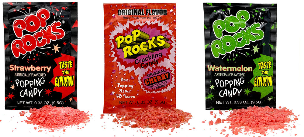 Pop Rocks comparación de tamaño en mano para referencia de porción