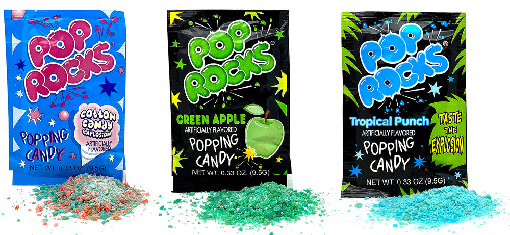 Pop Rocks en mesa de fiesta mostrando cómo animan eventos y bolsitas