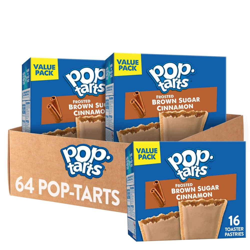Pop-Tarts front packaging showing Frosted Brown Sugar Cinnamon and convenience
