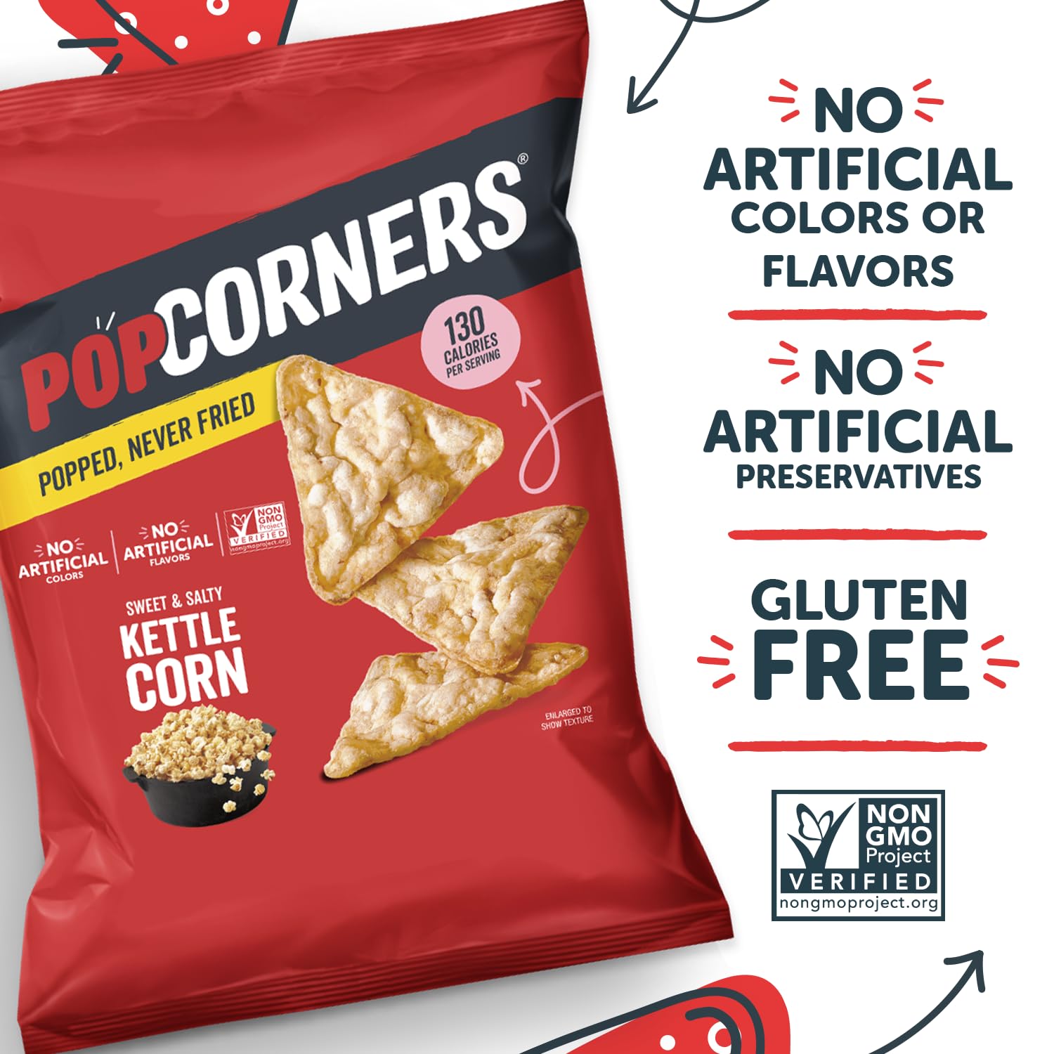 PopCorners tamaño en mano para comparar porción y control