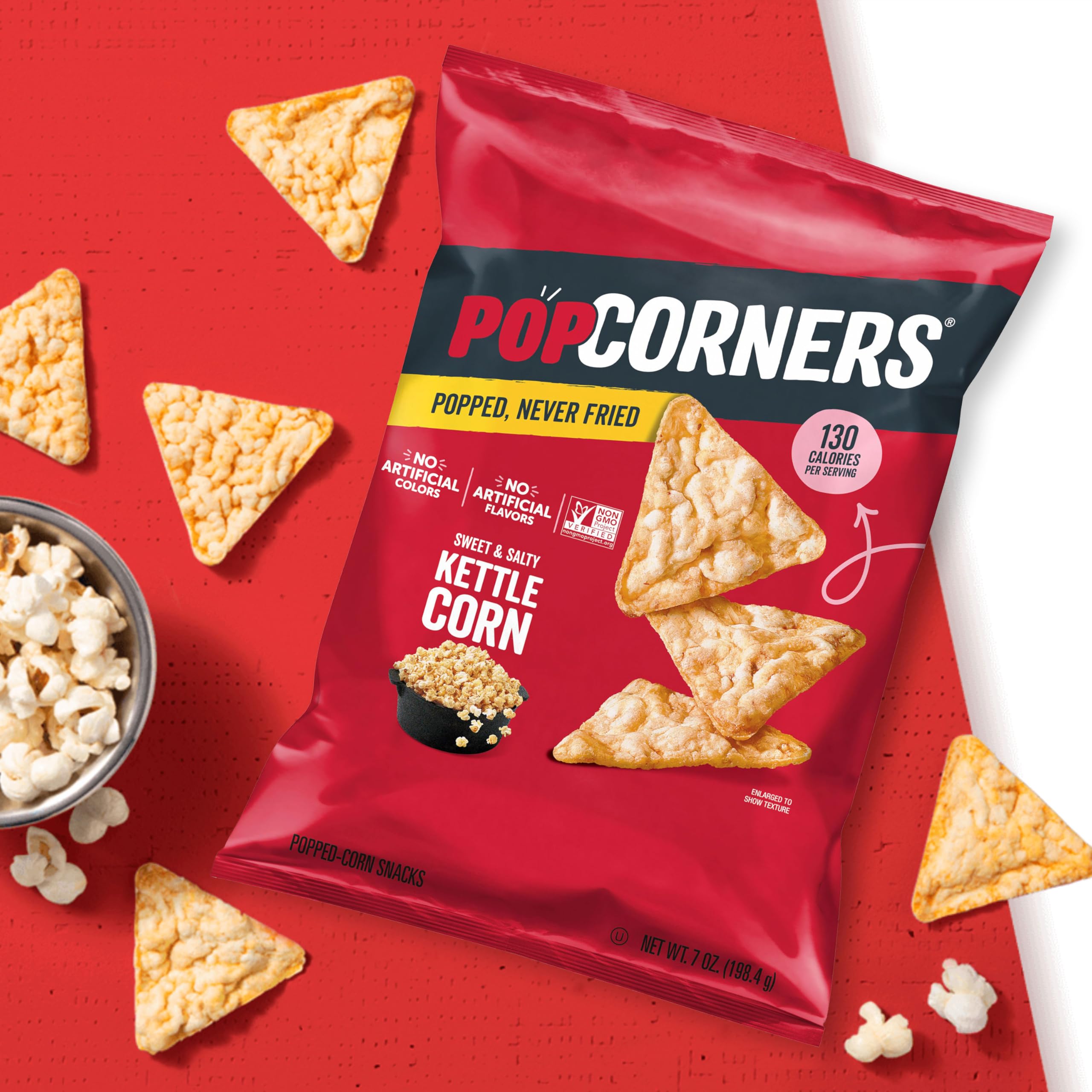 PopCorners etiqueta con ingredientes y sellos Non-GMO y Kosher