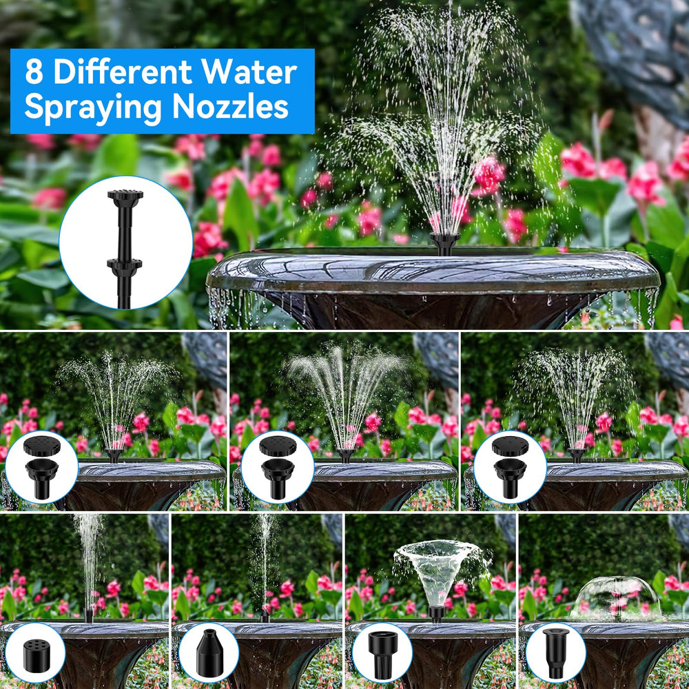 POPOSOAP pump floating in bird bath, quiet circulation attracts birds safely