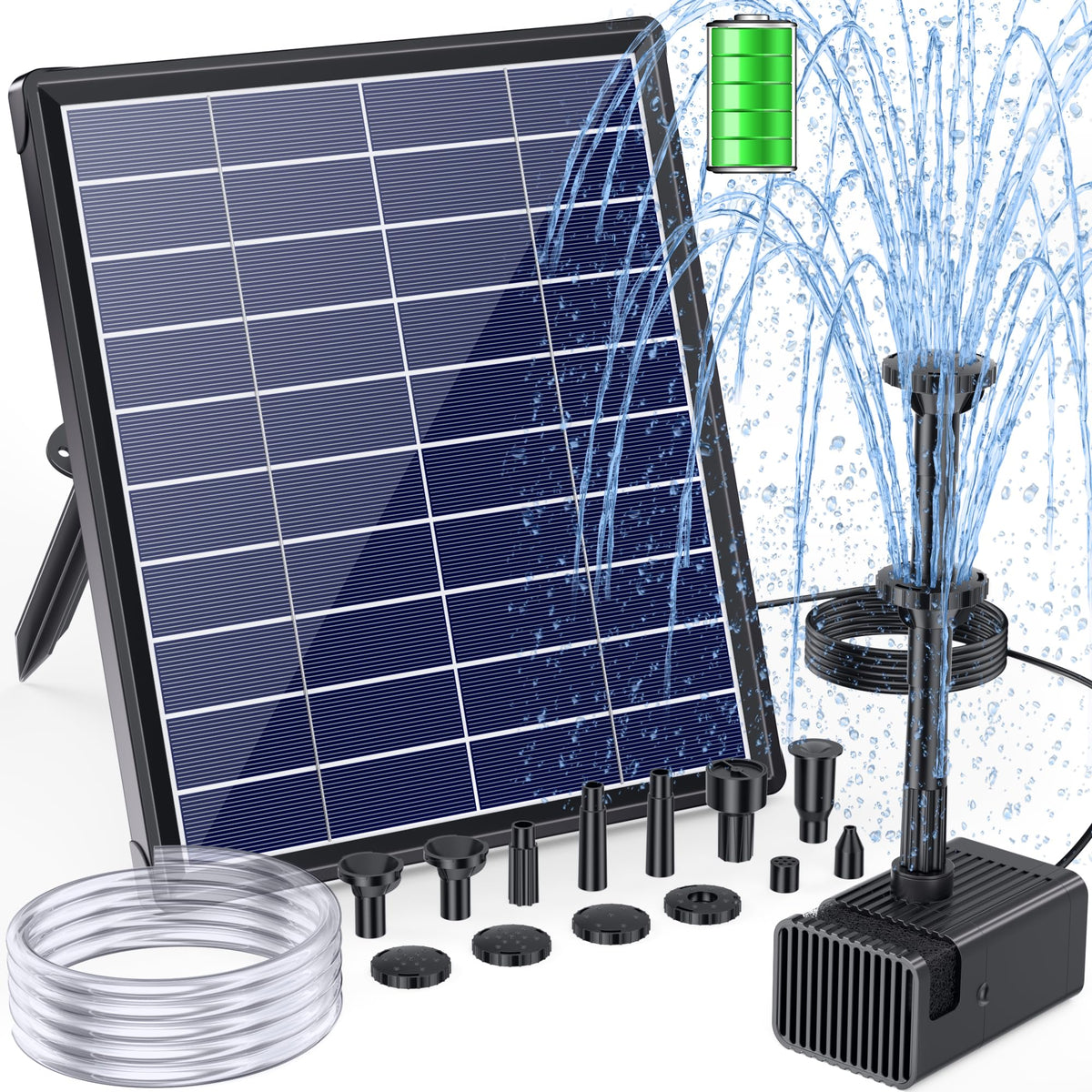 POPOSOAP front panel view showing solar surface and compact pump, improves sun charging