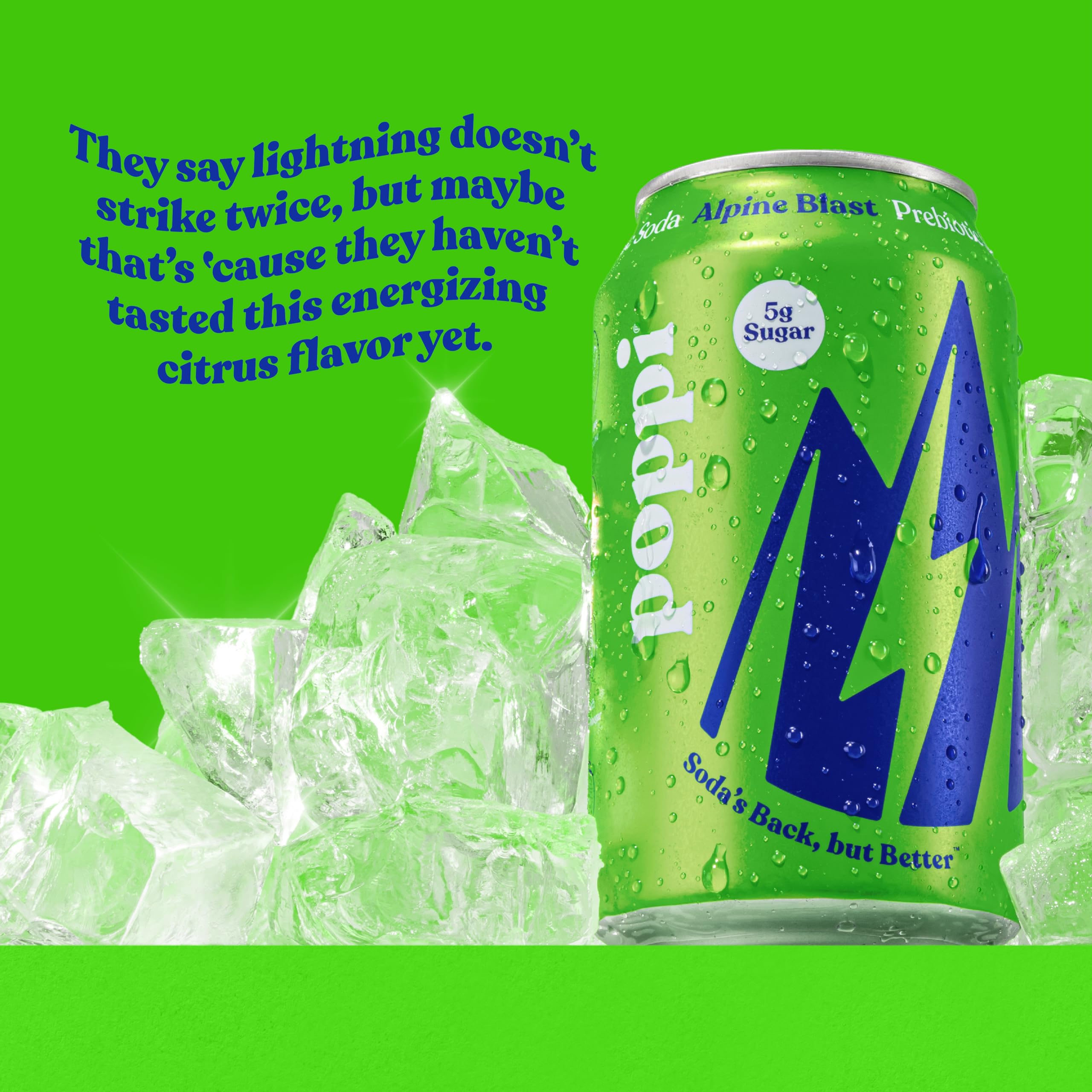 poppi Alpine Blast primer plano de burbujas que destaca textura refrescante