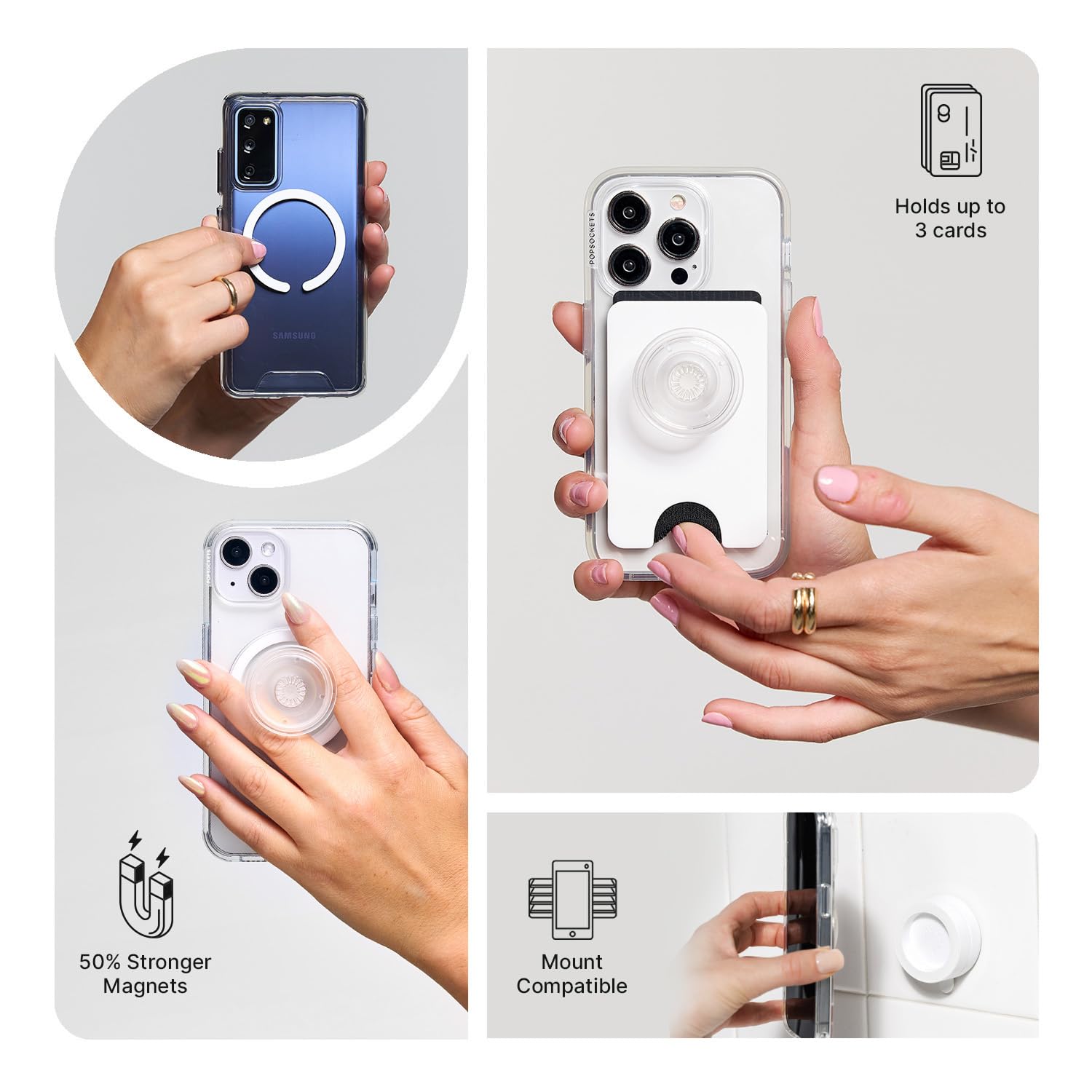 PopSockets Dusty Rose en contexto lifestyle mostrando uso diario cómodo
