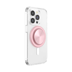 PopSockets Dusty Rose montado en iPhone MagSafe para uso seguro