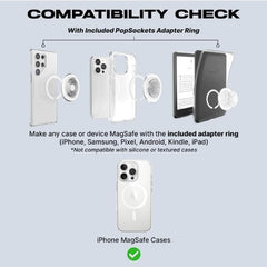 PopSockets en uso sujetando teléfono para selfie, marca PopSockets, proporciona agarre estable