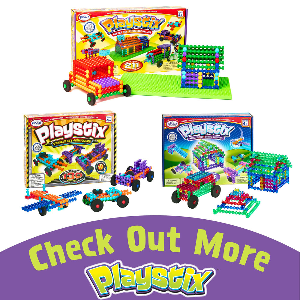 POPULAR PLAYTHINGS familia jugando con Playstix promoviendo juego compartido