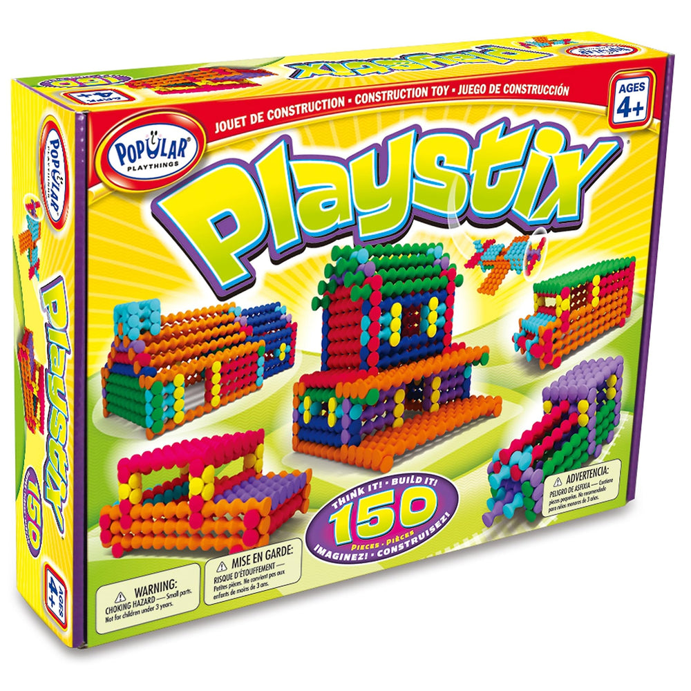 POPULAR PLAYTHINGS niño construyendo con Playstix fomentando creatividad