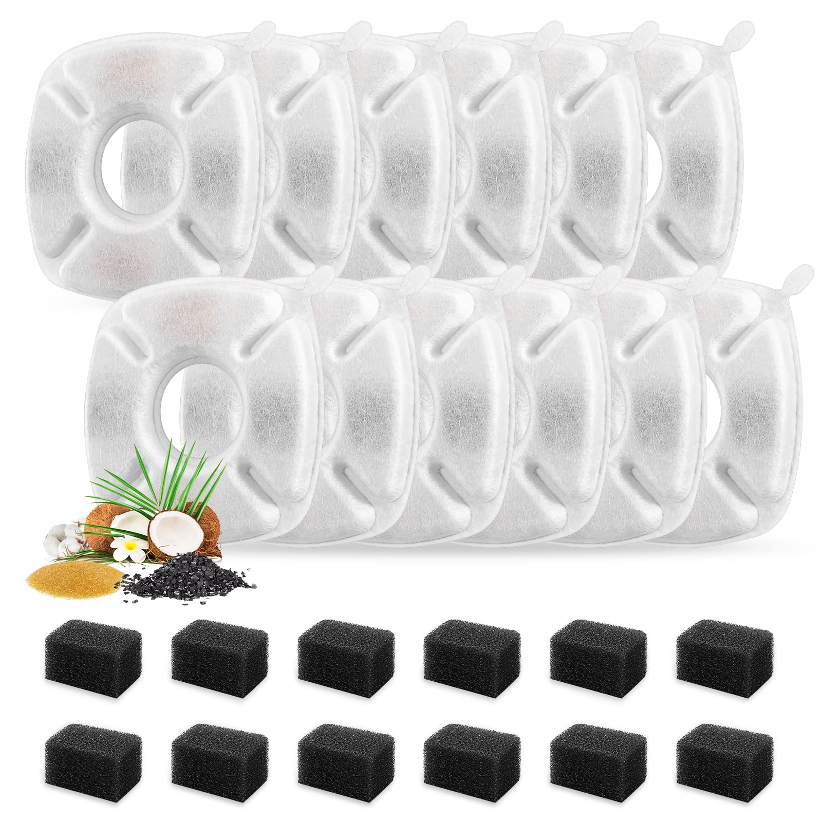 Porens vista frontal del paquete de filtros muestra 12 filtros y 12 esponjas, fácil recambio
