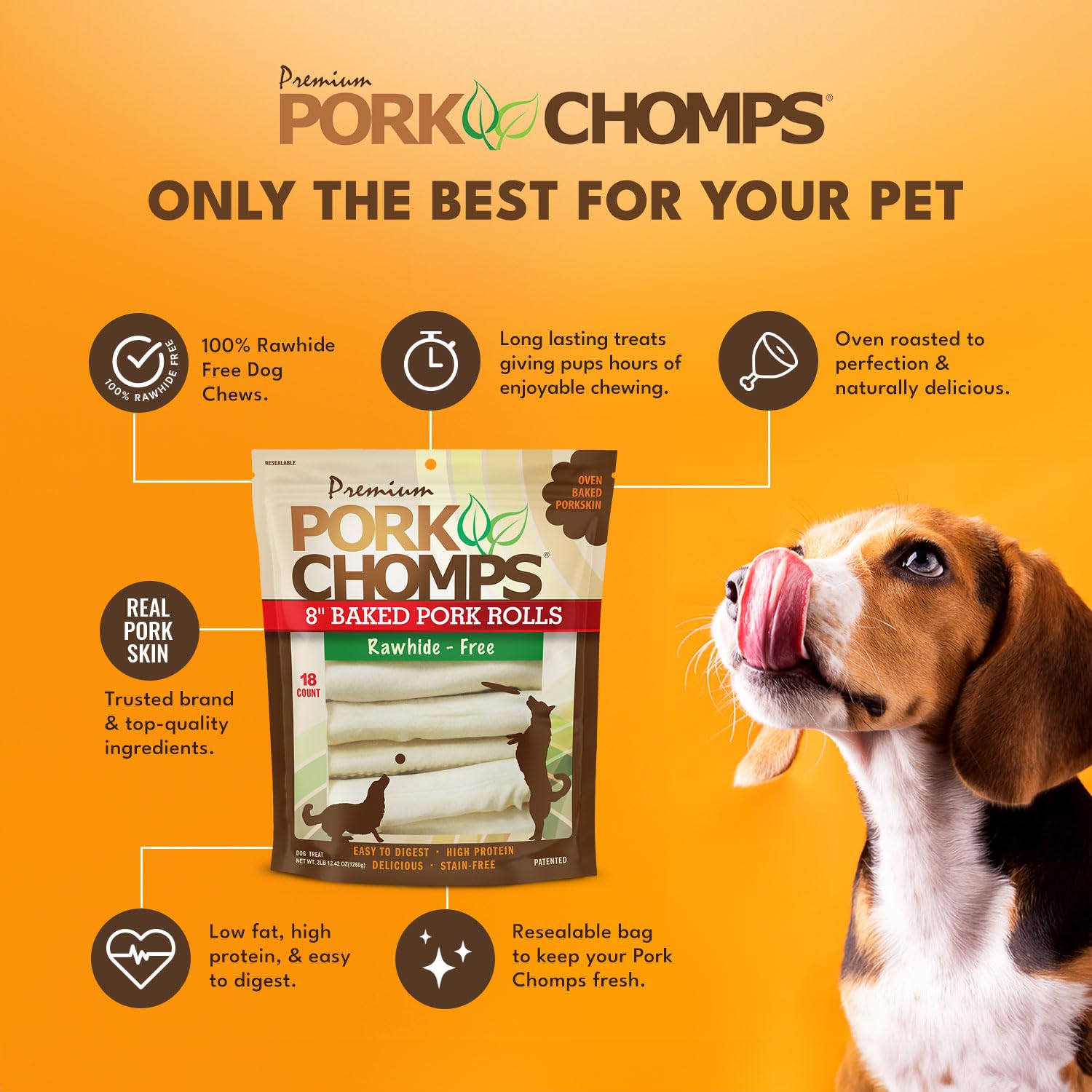 Pork Chomps comparación de tamaño en mano para elegir adecuado